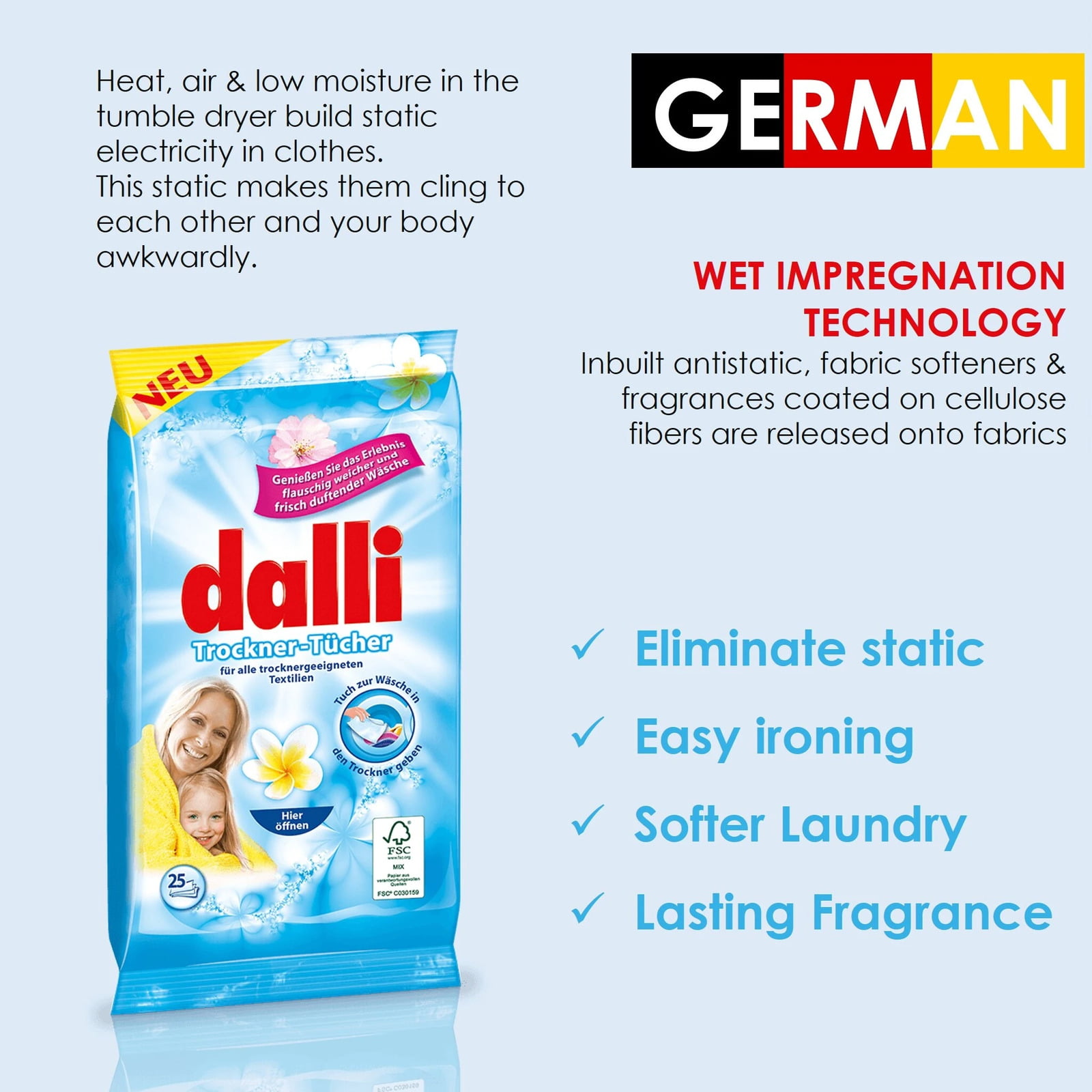 Dryer sheets Colour catcher laundry sheets Dalli Germany